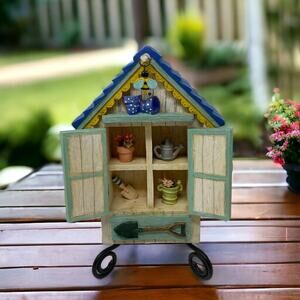 Russ Berrie Garden Cottage House Resin Figure Vintage #15066 Whimsical Gardener